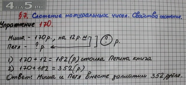 Класс номер 170 171. Математика номер 170. Математика 5 класс номер 170. Миша купил книгу за 170. Математика пятый класс страница 51 номер 170.